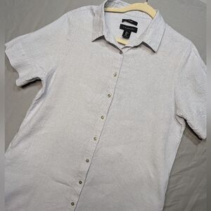 Tahari 100% Linen, Faint Blue, Button Up Shirt Dress Size Large